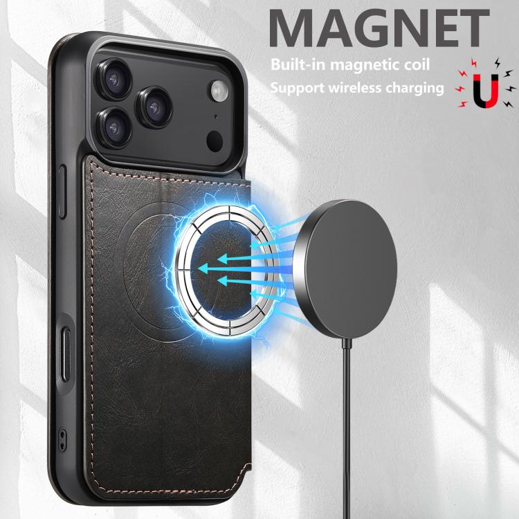 Custodia magnetica per telefono Magsafe in pelle Suteni J05, For iPhone 18, For iPhone 18 Pro, For iPhone 18 Pro Max, For iPhone 17 Pro Max, For iPhone 17 Pro, For iPhone 17