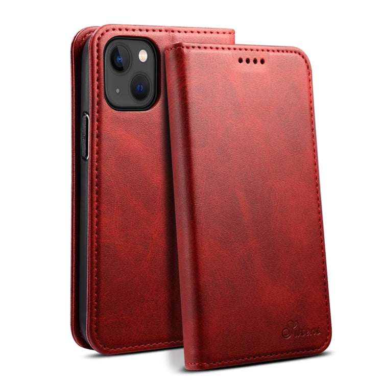 Custodia per cellulare in pelle con chiusura orizzontale con texture di vitello Suteni, For iPhone 15 Pro, For iPhone 15 Plus, For iPhone 15, For iPhone 17e / 16e