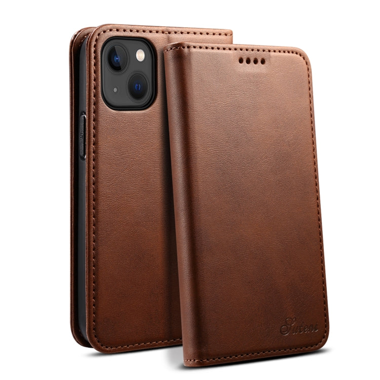 Custodia per cellulare in pelle con chiusura orizzontale con texture di vitello Suteni, For iPhone 15 Pro, For iPhone 15 Plus, For iPhone 15, For iPhone 17e / 16e