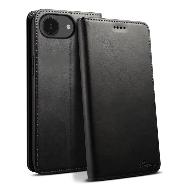 Custodia per cellulare in pelle con chiusura orizzontale con texture di vitello Suteni, For iPhone 15 Pro, For iPhone 15 Plus, For iPhone 15, For iPhone 17e / 16e