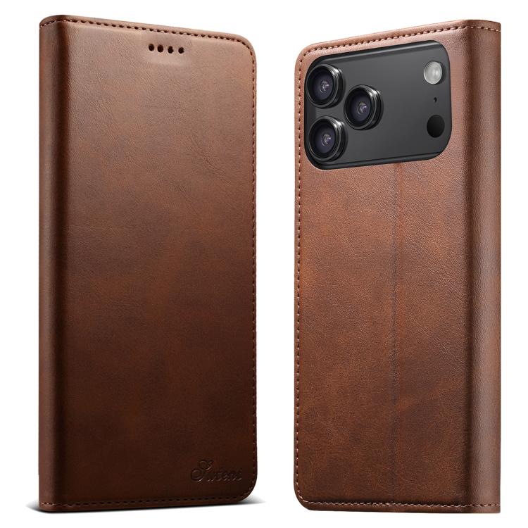 Custodia per cellulare in pelle con chiusura orizzontale con texture di vitello Suteni, For iPhone 18, For iPhone 18 Pro, For iPhone 18 Pro Max, For iPhone 17 Pro Max, For iPhone 17 Pro, For iPhone 17