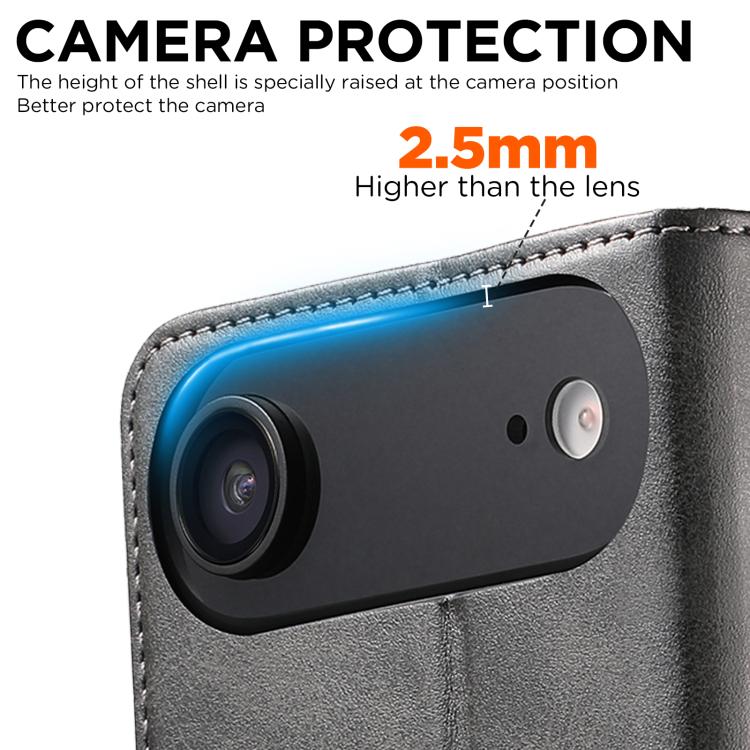 Custodia per cellulare in pelle con chiusura orizzontale con texture di vitello Suteni, For iPhone Air, For iPhone 16 Pro Max, For iPhone 16 Pro, For iPhone 16 Plus, For iPhone 16, For iPhone 15 Pro Max