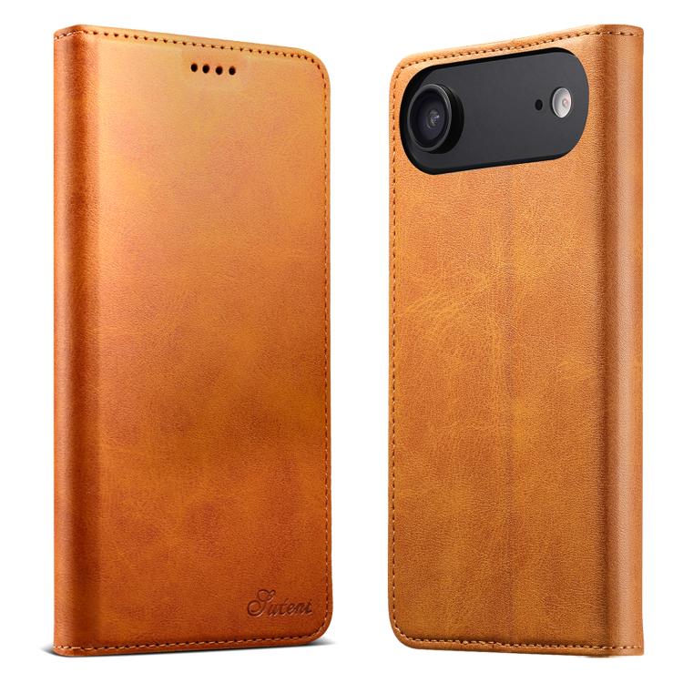 Custodia per cellulare in pelle con chiusura orizzontale con texture di vitello Suteni, For iPhone Air, For iPhone 16 Pro Max, For iPhone 16 Pro, For iPhone 16 Plus, For iPhone 16, For iPhone 15 Pro Max