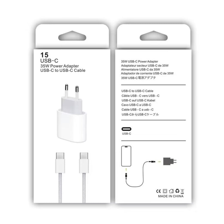 Caricabatterie USB-C PD 35W con cavo Type-C 1m per iPhone 15