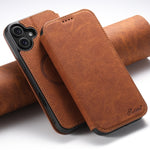 Custodia magnetica per telefono Magsafe in pelle Suteni J06 retrò opaca con texture litchi, For iPhone 16 Pro, For iPhone 16 Plus, For iPhone 16, For iPhone 15 Pro Max, For iPhone 15 Pro, For iPhone 15 Plus, For iPhone 15