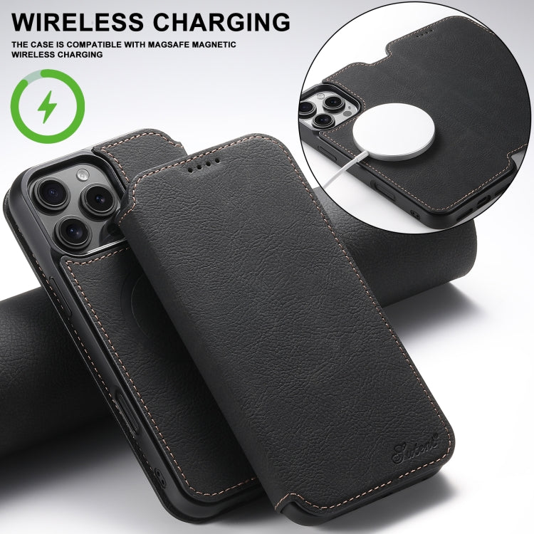 Custodia magnetica per telefono Magsafe in pelle Suteni J06 retrò opaca con texture litchi, For iPhone 16 Pro, For iPhone 16 Plus, For iPhone 16, For iPhone 15 Pro Max, For iPhone 15 Pro, For iPhone 15 Plus, For iPhone 15