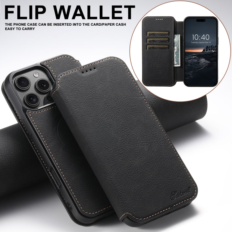 Custodia magnetica per telefono Magsafe in pelle Suteni J06 retrò opaca con texture litchi, For iPhone 16 Pro, For iPhone 16 Plus, For iPhone 16, For iPhone 15 Pro Max, For iPhone 15 Pro, For iPhone 15 Plus, For iPhone 15