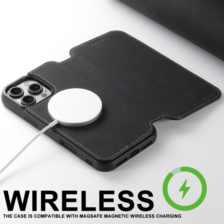 Custodia magnetica per telefono Magsafe in pelle Suteni J06 retrò opaca con texture litchi, For iPhone 16 Pro, For iPhone 16 Plus, For iPhone 16, For iPhone 15 Pro Max, For iPhone 15 Pro, For iPhone 15 Plus, For iPhone 15