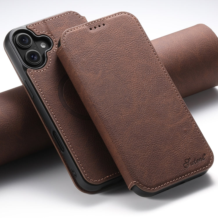Custodia magnetica per telefono Magsafe in pelle Suteni J06 retrò opaca con texture litchi, For iPhone 16 Pro, For iPhone 16 Plus, For iPhone 16, For iPhone 15 Pro Max, For iPhone 15 Pro, For iPhone 15 Plus, For iPhone 15