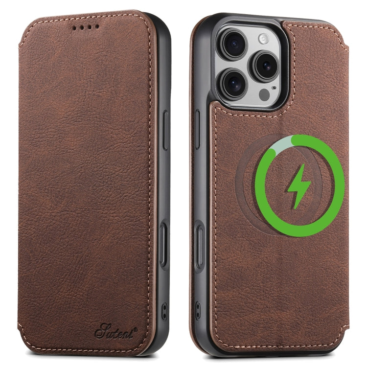 Custodia magnetica per telefono Magsafe in pelle Suteni J06 retrò opaca con texture litchi, For iPhone 18, For iPhone 18 Pro, For iPhone 18 Pro Max, For iPhone 17 Pro Max, For iPhone 17 Pro, For iPhone 17, For iPhone Air, For iPhone 16 Pro Max