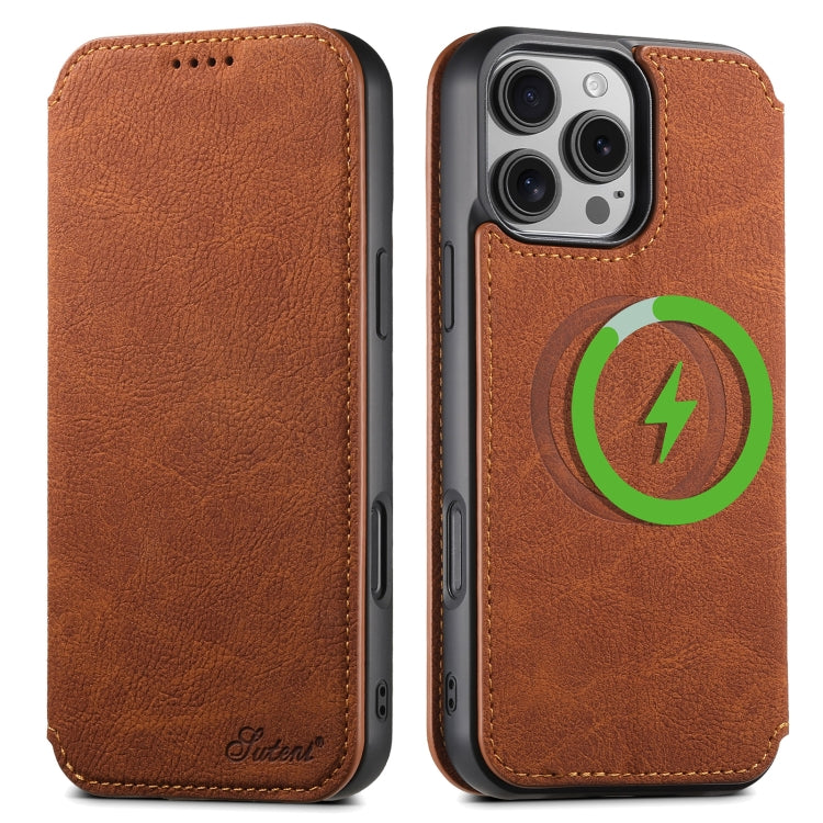 Custodia magnetica per telefono Magsafe in pelle Suteni J06 retrò opaca con texture litchi, For iPhone 18, For iPhone 18 Pro, For iPhone 18 Pro Max, For iPhone 17 Pro Max, For iPhone 17 Pro, For iPhone 17, For iPhone Air, For iPhone 16 Pro Max