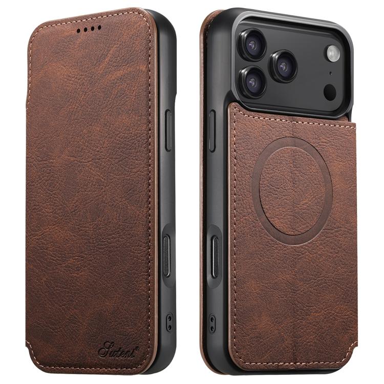Custodia magnetica per telefono Magsafe in pelle Suteni J06 retrò opaca con texture litchi, For iPhone 18, For iPhone 18 Pro, For iPhone 18 Pro Max, For iPhone 17 Pro Max, For iPhone 17 Pro, For iPhone 17, For iPhone Air, For iPhone 16 Pro Max