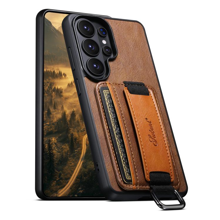 Custodia per telefono in PU con supporto per cinturino da polso per portafoglio Suteni H13, For Samsung Galaxy S26+  5G, For Samsung Galaxy S26 Ultra 5G, For Samsung Galaxy S25  5G, For Samsung Galaxy S25+  5G, For Samsung Galaxy S25 Ultra 5G          ...