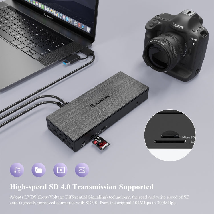 WAVLINK UG69PD10 da 1 a 4 schermi Trasferimento AV 4K/5K Hub docking station da USB-C a HD Type-C, US Plug, UK Plug, EU Plug, AU Plug