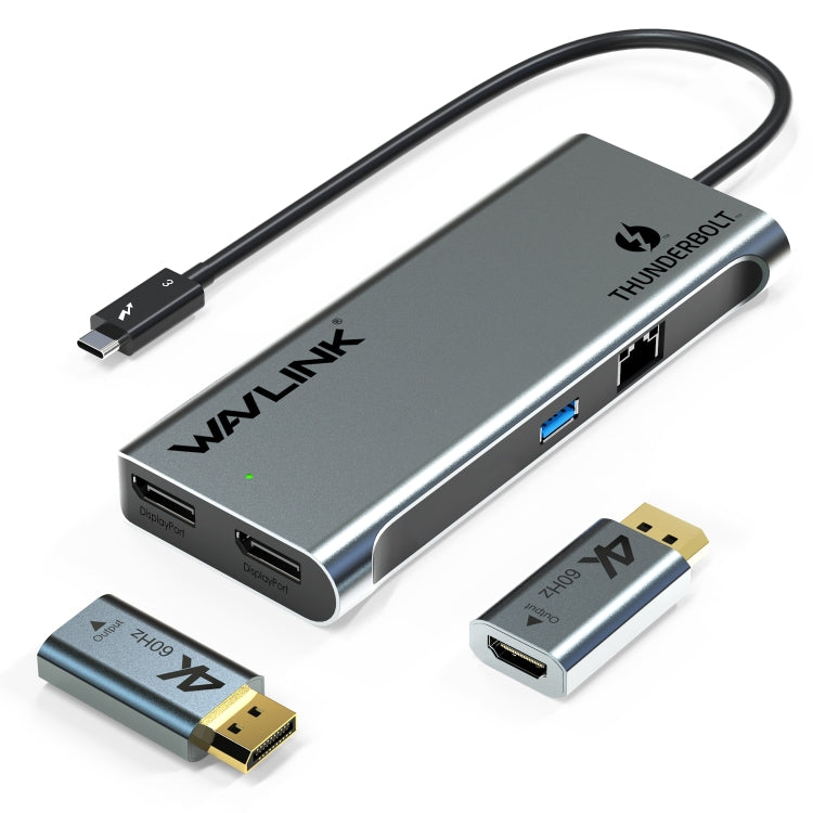 WAVLINK WL-UTD05H Convertitore mini docking station Thunderbolt 3 doppia 4K con 2 adattatori DP-HD, WL-UTD05H