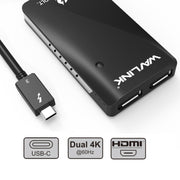 WAVLINK WL-UTA01H Adattatore splitter extender multischermo da Thunderbolt 3 a doppio HDMI Type-C, WL-UTA01H
