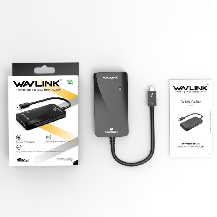 WAVLINK WL-UTA01H Adattatore splitter extender multischermo da Thunderbolt 3 a doppio HDMI Type-C, WL-UTA01H