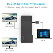 WAVLINK WL-UG39DH2 Adattatore splitter da USB 3.0 a HD/VGA/Gigabit Ethernet, UG39DH2