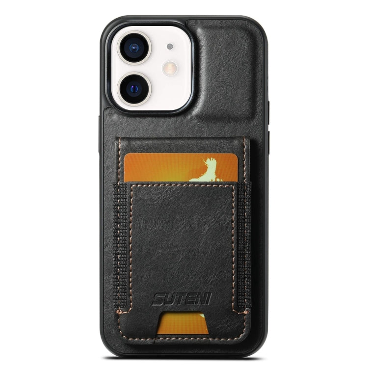 Custodia per telefono con supporto posteriore in pelle cerata a olio Suteni H03, For iPhone 11, For iPhone 11 Pro, For iPhone 17e / 16e, For iPhone 12 / 12 Pro
