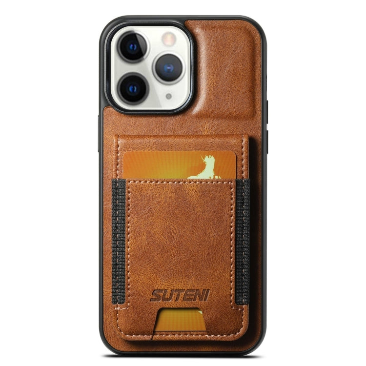Custodia per telefono con supporto posteriore in pelle cerata a olio Suteni H03, For iPhone 11, For iPhone 11 Pro, For iPhone 17e / 16e, For iPhone 12 / 12 Pro