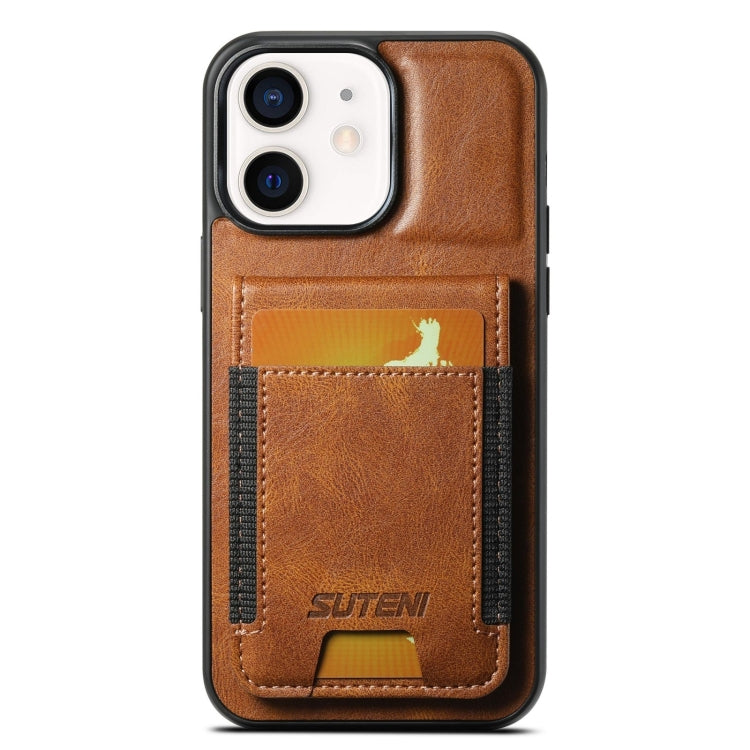 Custodia per telefono con supporto posteriore in pelle cerata a olio Suteni H03, For iPhone 11, For iPhone 11 Pro, For iPhone 17e / 16e, For iPhone 12 / 12 Pro