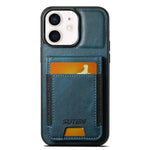 Custodia per telefono con supporto posteriore in pelle cerata a olio Suteni H03, For iPhone 11, For iPhone 11 Pro, For iPhone 17e / 16e, For iPhone 12 / 12 Pro