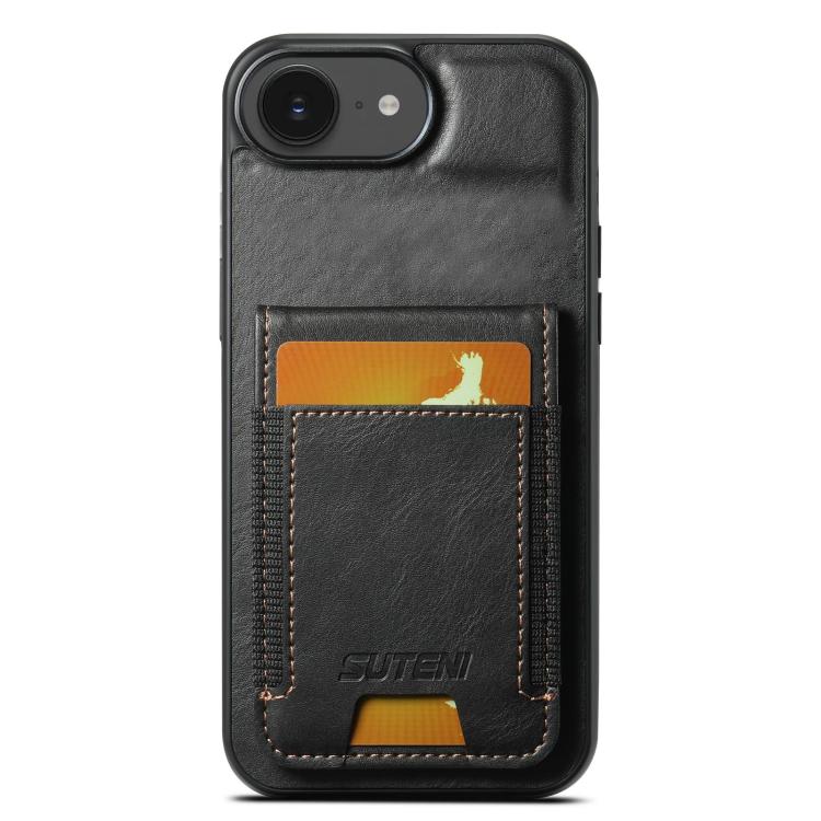 Custodia per telefono con supporto posteriore in pelle cerata a olio Suteni H03, For iPhone 11, For iPhone 11 Pro, For iPhone 17e / 16e, For iPhone 12 / 12 Pro