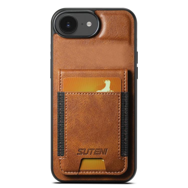 Custodia per telefono con supporto posteriore in pelle cerata a olio Suteni H03, For iPhone 11, For iPhone 11 Pro, For iPhone 17e / 16e, For iPhone 12 / 12 Pro