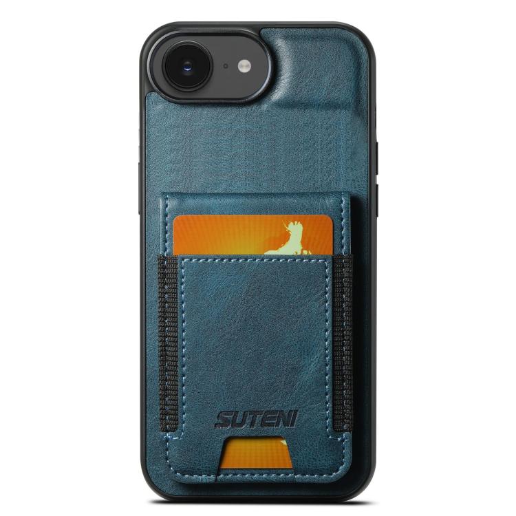 Custodia per telefono con supporto posteriore in pelle cerata a olio Suteni H03, For iPhone 11, For iPhone 11 Pro, For iPhone 17e / 16e, For iPhone 12 / 12 Pro