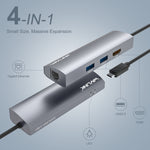 Adattatore HUB USB-C 4-in-1 HDMI 4K 60Hz 2xUSB3.0 RJ45 Gigabit