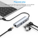 Adattatore HUB USB-C 4-in-1 HDMI 4K 60Hz 2xUSB3.0 RJ45 Gigabit