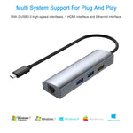 Adattatore HUB USB-C 4-in-1 HDMI 4K 60Hz 2xUSB3.0 RJ45 Gigabit