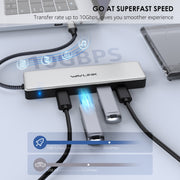 WAVLINK WL-UHP3411 Hub di trasferimento dati 10G Adattatore 4 in 1 da tipo C a 4 porte USB-C 3.2 Gen2, WAVLINK WL-UHP3411