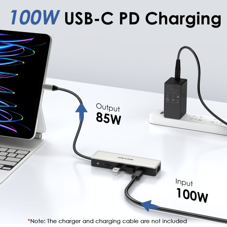 WAVLINK WL-UHP3414 100 W Alimentazione 10 Gbps 4K HDMI USB-C Dock HUB 3xUSB3.2 Gen 2 + Porta Ethernet 2,5G, UHP3414