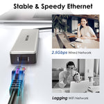 WAVLINK WL-UHP3414 100 W Alimentazione 10 Gbps 4K HDMI USB-C Dock HUB 3xUSB3.2 Gen 2 + Porta Ethernet 2,5G, UHP3414