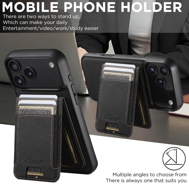 Custodia per telefono a portafoglio staccabile MagSafe in pelle con texture litchi Suteni H17, For iPhone Air, For iPhone 16 Pro Max, For iPhone 16 Pro, For iPhone 16 Plus, For iPhone 16, For iPhone 15 Pro Max