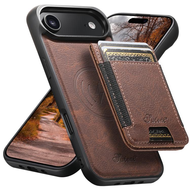 Custodia per telefono a portafoglio staccabile MagSafe in pelle con texture litchi Suteni H17, For iPhone Air, For iPhone 16 Pro Max, For iPhone 16 Pro, For iPhone 16 Plus, For iPhone 16, For iPhone 15 Pro Max