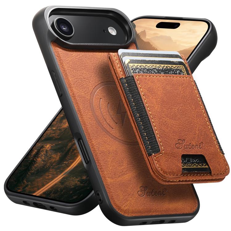 Custodia per telefono a portafoglio staccabile MagSafe in pelle con texture litchi Suteni H17, For iPhone Air, For iPhone 16 Pro Max, For iPhone 16 Pro, For iPhone 16 Plus, For iPhone 16, For iPhone 15 Pro Max