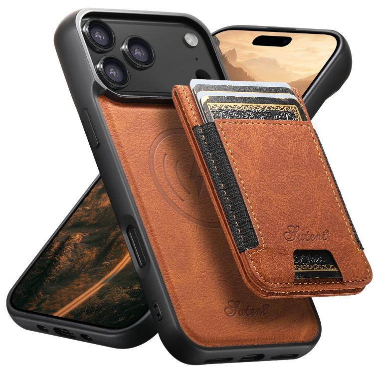 Custodia per telefono a portafoglio staccabile MagSafe in pelle con texture litchi Suteni H17, For iPhone 18, For iPhone 18 Pro, For iPhone 18 Pro Max, For iPhone 17 Pro Max, For iPhone 17 Pro, For iPhone 17