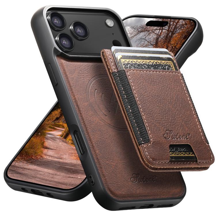 Custodia per telefono a portafoglio staccabile MagSafe in pelle con texture litchi Suteni H17, For iPhone 18, For iPhone 18 Pro, For iPhone 18 Pro Max, For iPhone 17 Pro Max, For iPhone 17 Pro, For iPhone 17