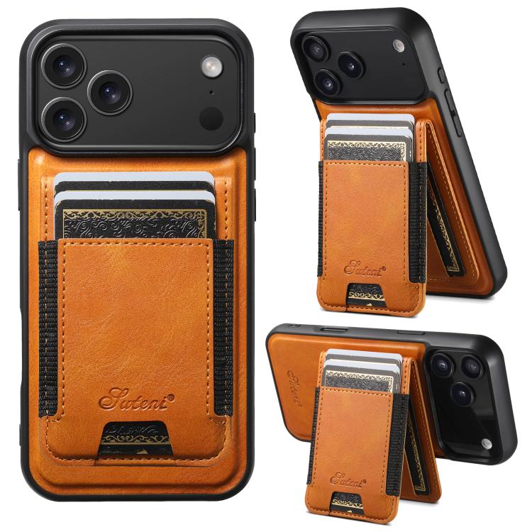 Custodia per telefono a portafoglio staccabile MagSafe in pelle Suteni H17 Oil Eax, For iPhone 17 Pro, For iPhone 17, For iPhone Air, For iPhone 16 Pro Max