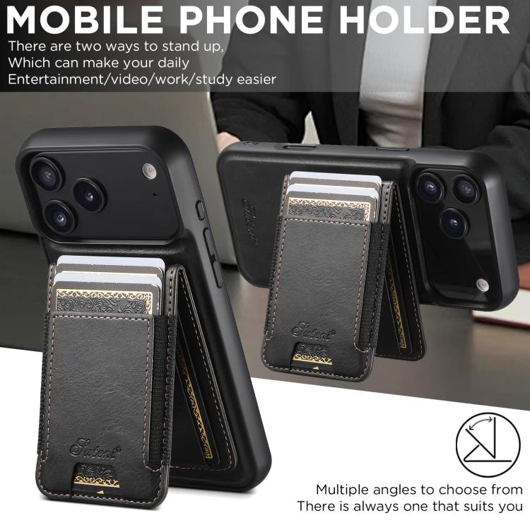 Custodia per telefono a portafoglio staccabile MagSafe in pelle Suteni H17 Oil Eax, For iPhone 18, For iPhone 18 Pro, For iPhone 18 Pro Max, For iPhone 17 Pro Max