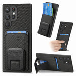 Custodia per telefono con supporto pieghevole per borsa in fibra di carbonio, For Samsung Galaxy A15, For Samsung Galaxy A35 5G, For Samsung Galaxy S24 Ultra 5G, For Samsung Galaxy S24+ 5G