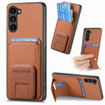 Custodia per telefono con supporto pieghevole per borsa in fibra di carbonio, For Samsung Galaxy A15, For Samsung Galaxy A35 5G, For Samsung Galaxy S24 Ultra 5G, For Samsung Galaxy S24+ 5G