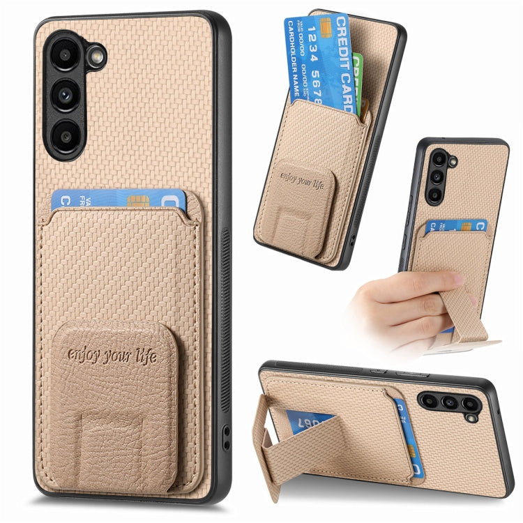 Custodia per telefono con supporto pieghevole per borsa in fibra di carbonio, For Samsung Galaxy A15, For Samsung Galaxy A35 5G, For Samsung Galaxy S24 Ultra 5G, For Samsung Galaxy S24+ 5G