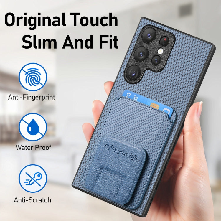 Custodia per telefono con supporto pieghevole per borsa in fibra di carbonio, For Samsung Galaxy S23 Ultra 5G, For Samsung Galaxy S23+ 5G, For Samsung Galaxy S23 5G, For Samsung Galaxy A04 4G