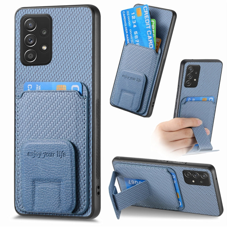 Custodia per telefono con supporto pieghevole per borsa in fibra di carbonio, For Samsung Galaxy A73 5G, For Samsung Galaxy A33 5G, For Samsung Galaxy A13 4G, For Samsung Galaxy S22 Ultra 5G