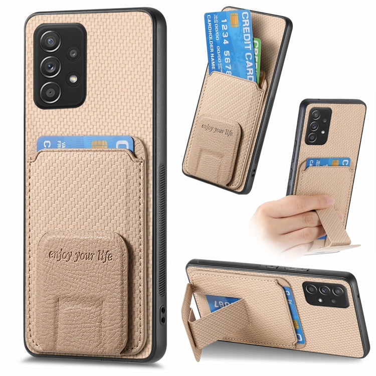Custodia per telefono con supporto pieghevole per borsa in fibra di carbonio, For Samsung Galaxy A73 5G, For Samsung Galaxy A33 5G, For Samsung Galaxy A13 4G, For Samsung Galaxy S22 Ultra 5G