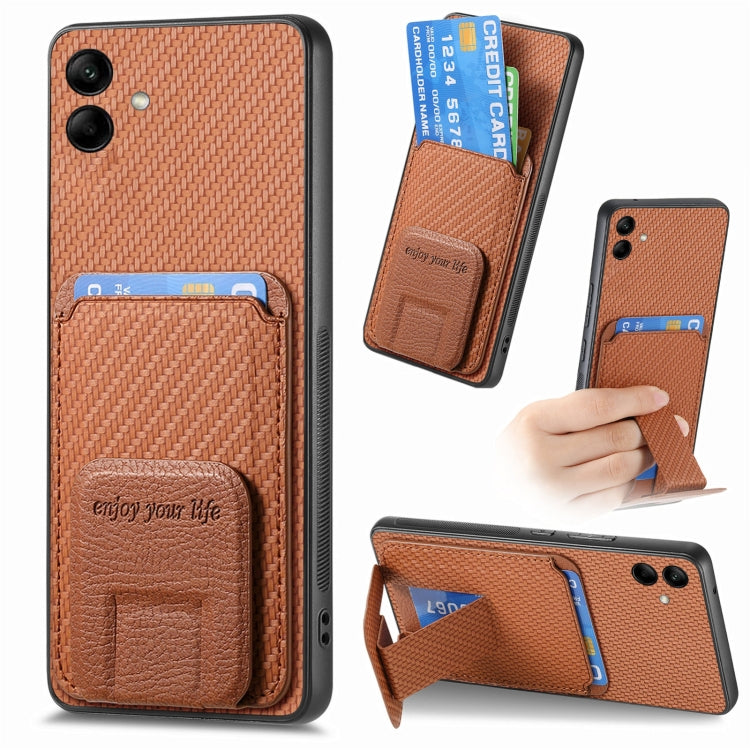 Custodia per telefono con supporto pieghevole per borsa in fibra di carbonio, For Samsung Galaxy S24 5G, For Samsung Galaxy A05, For Samsung Galaxy A05s, For Samsung Galaxy A25