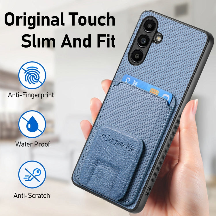 Custodia per telefono con supporto pieghevole per borsa in fibra di carbonio, For Samsung Galaxy A15, For Samsung Galaxy A35 5G, For Samsung Galaxy S24 Ultra 5G, For Samsung Galaxy S24+ 5G